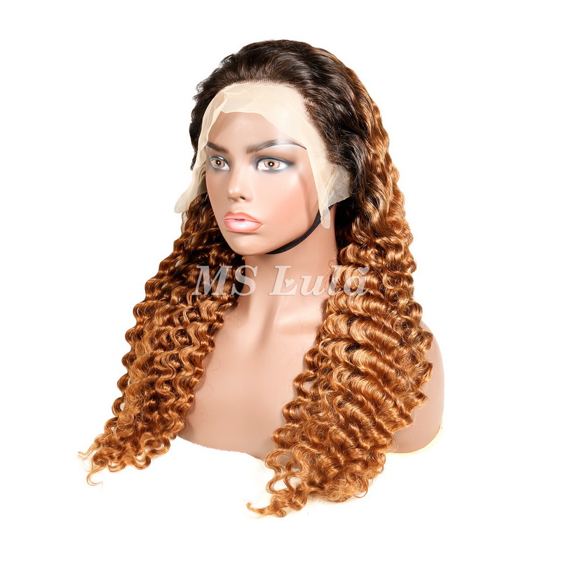 #1B/30 Color 13x4 Deep Wave Lace Front Wigs - 图片 5